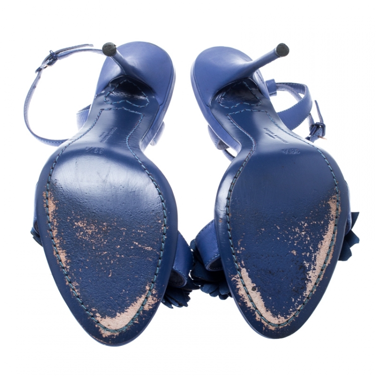 Pre Owned Sophia Webster Blue Leather Lilico Ankle Strap Sandals Size 39.5