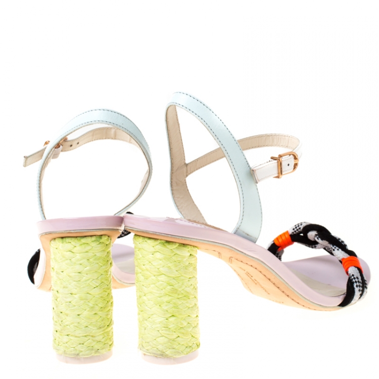 Pre Owned Sophia Webster Multicolor Fabric and Leather Atlanta Braided Ankle Strap Sandals Size 40.5