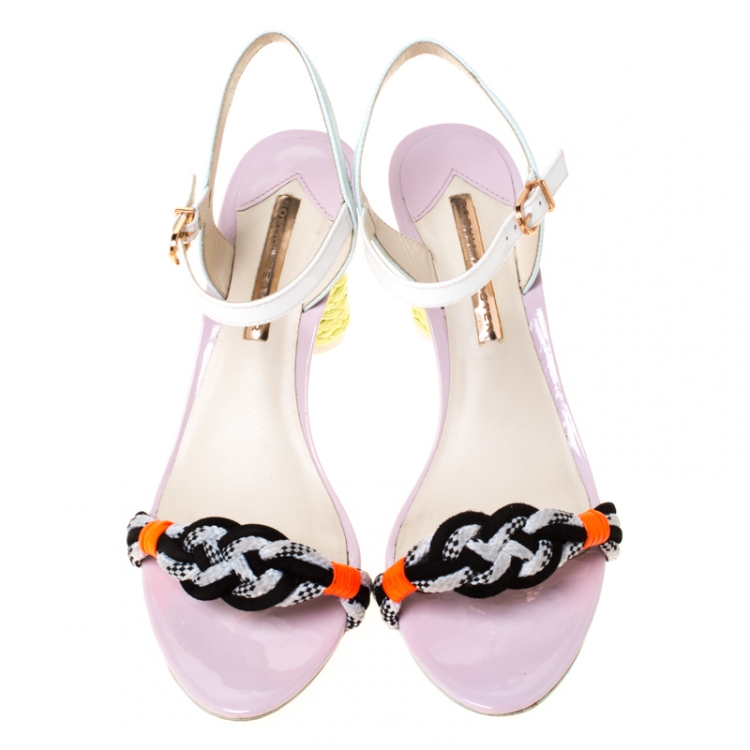 Pre Owned Sophia Webster Multicolor Fabric and Leather Atlanta Braided Ankle Strap Sandals Size 40.5