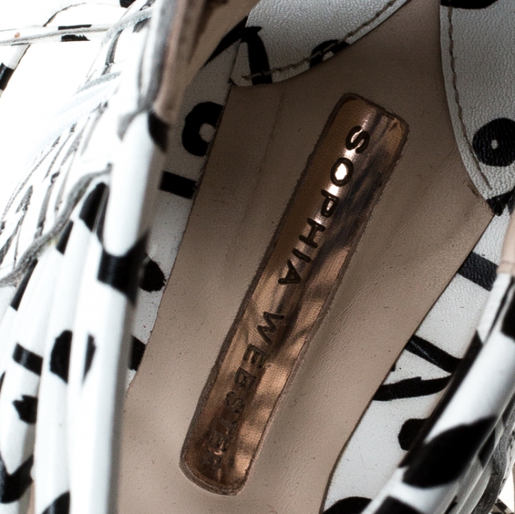 مملوكة مسبقًا Sophia Webster Monochrome Leather Gladiator Strappy Ankle Wrap Sandals Size 38