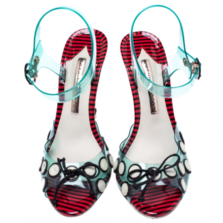 Pre Owned Sophia Webster Multicolor Jelly And Leather Bow Ankle Strap Sandals Size 37