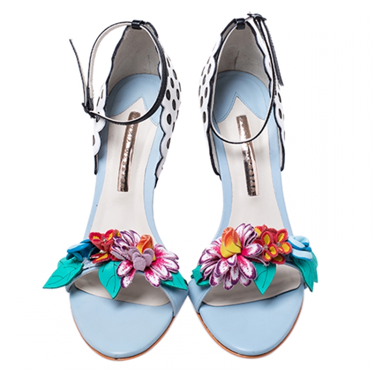 Pre Owned Sophia Webster Multicolor Leather Lilico Flower Embellished Ankle Strap Open Toe Sandals Size 39