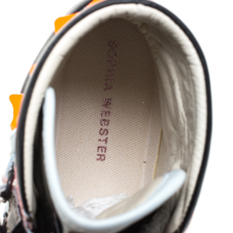 Pre Owned Sophia Webster Multicolor Leather, Patent and Glitter Fabric Riko High Top Sneakers Size 38