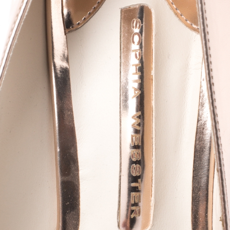 Pre Owned Sophia Webster Metallic Rose Gold Crystal Embellished Heel Coco Pumps Size 40.5