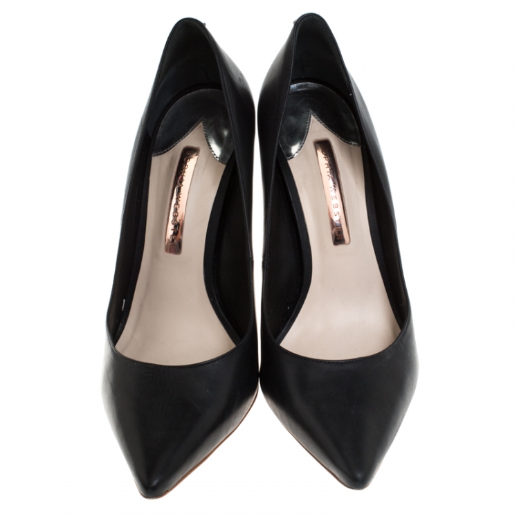 Pre Owned Sophia Webster Black Leather Crystal Embellished Heel Coco Pumps Size 41