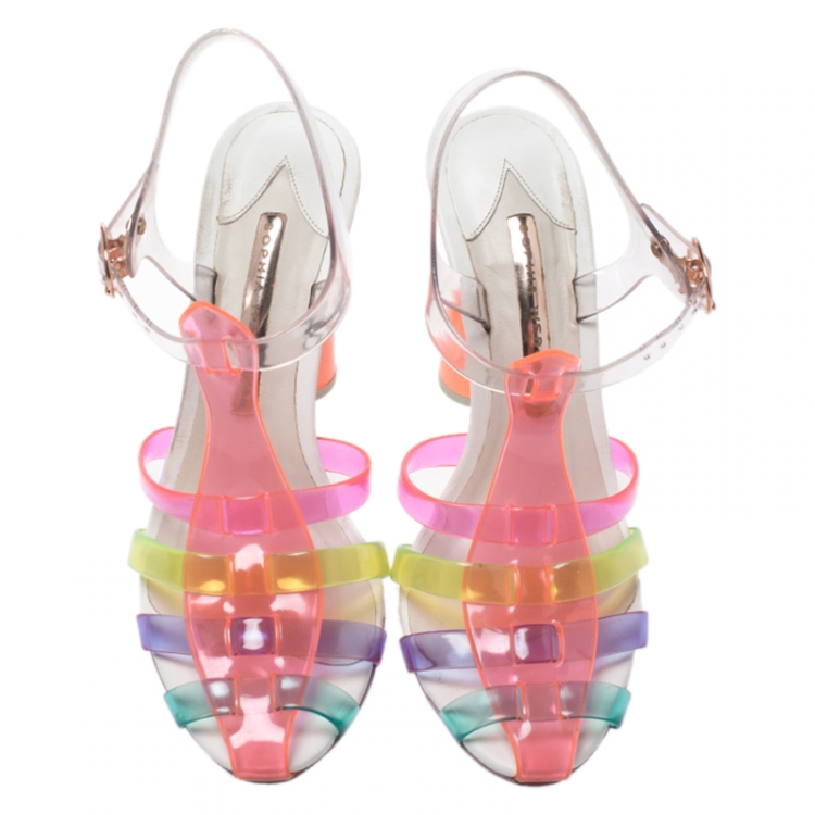 Pre Owned Sophia Webster Multicolor Jelly Rosa Bow Ankle Strap Sandals Size 37