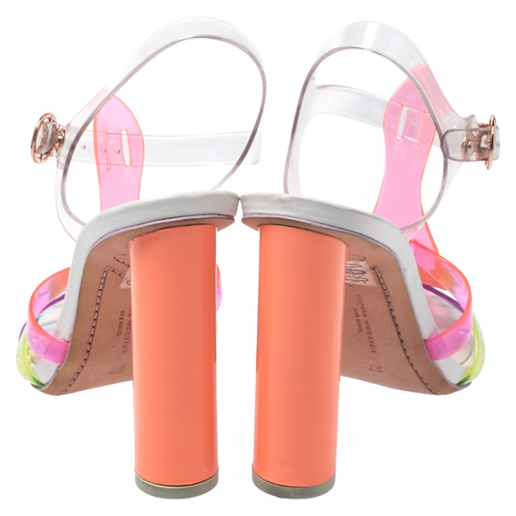 Pre Owned Sophia Webster Multicolor Jelly Rosa Bow Ankle Strap Sandals Size 37