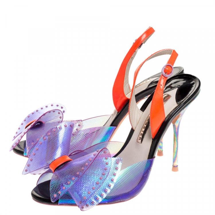 Pre Owned Sophia Webster Multicolor PVC And Patent Leah Bow Sandals Size 38.5