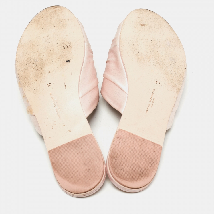 Pre Owned Sophia Webster Light Pink Satin Lilico Flat Slides Size 40