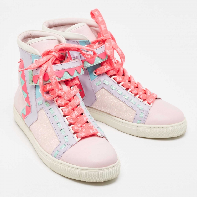 Pre Owned Sophia Webster Multicolor Leather And Glitter Riko High Top Sneakers Size 40.5