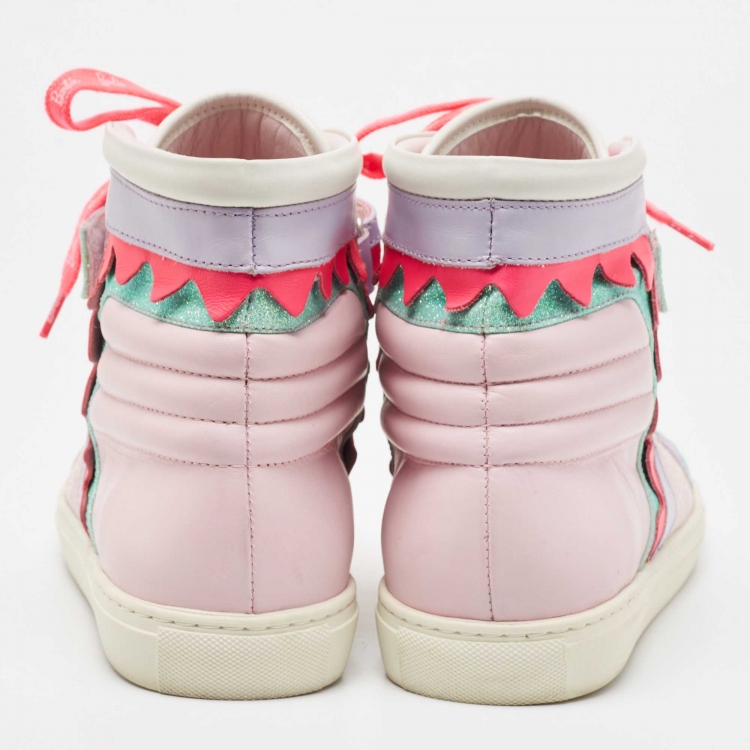 Pre Owned Sophia Webster Multicolor Leather And Glitter Riko High Top Sneakers Size 40.5