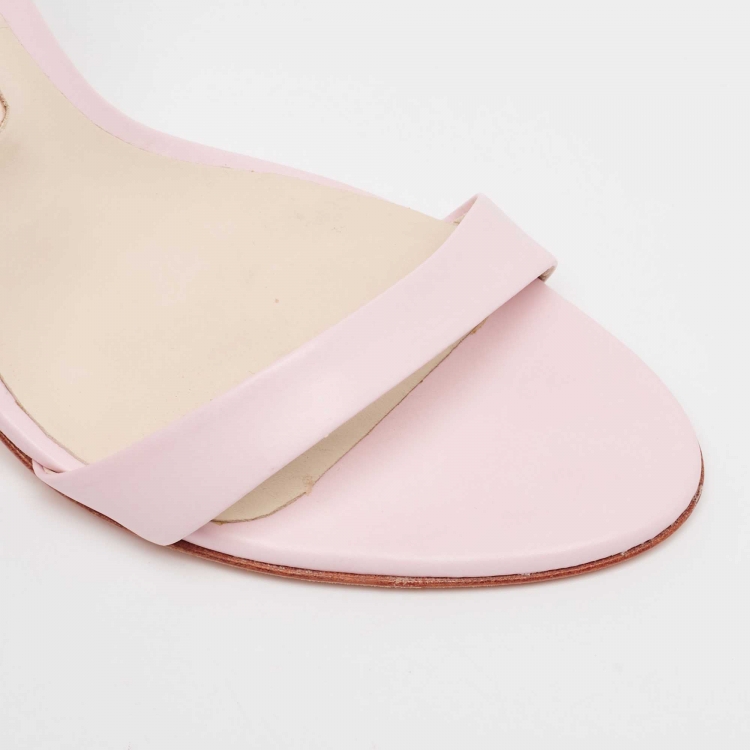 Pre Owned Sophia Webster  Pink Leather and Glitter Evangeline Ankle Strap Sandals Size 38.5