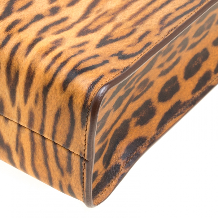 مملوكة مسبقًا Sophie Hulme Leopard Print Leather Albion Top Handle Bag
