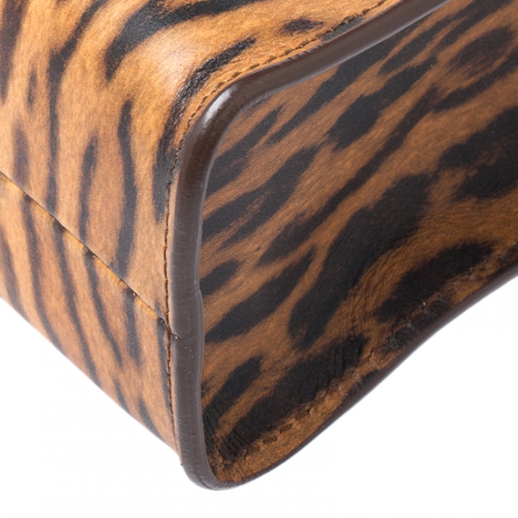 Pre Owned  Sophie Hulme Brown/Black Leopard Print Leather Albion Tote