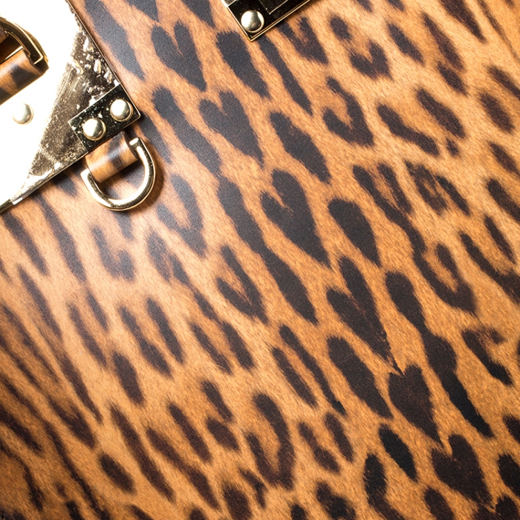 Pre Owned  Sophie Hulme Brown/Black Leopard Print Leather Albion Tote