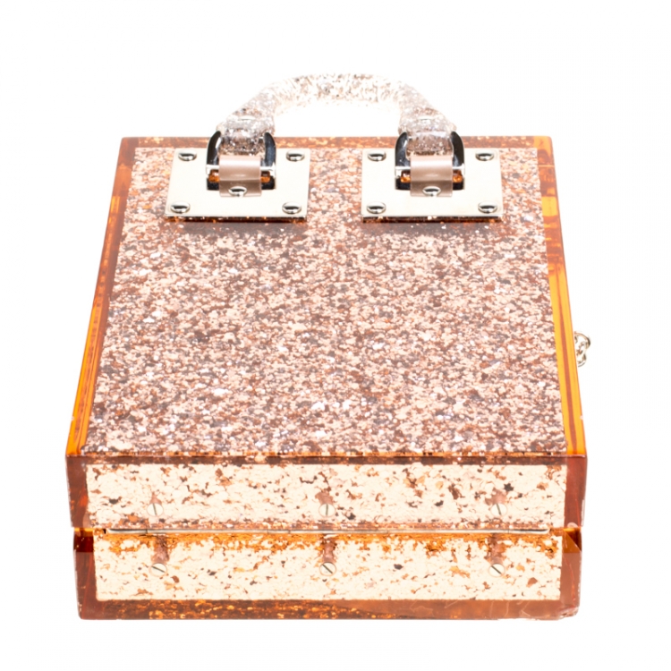 Pre Owned Sophie Hulme Clear Brown Glitter Perspex Compton Crossbody Bag 