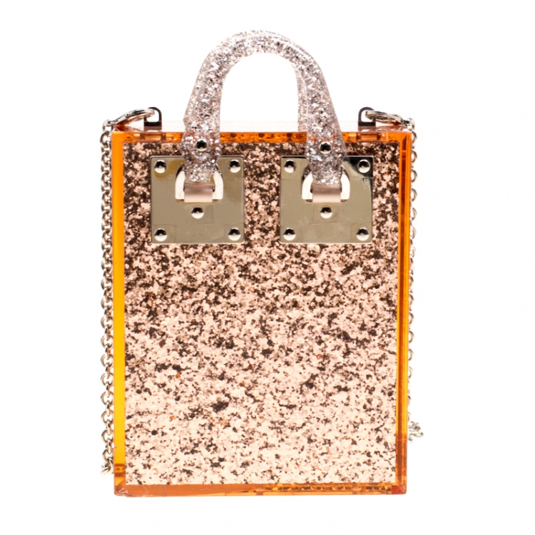 Pre Owned Sophie Hulme Clear Brown Glitter Perspex Compton Crossbody Bag 