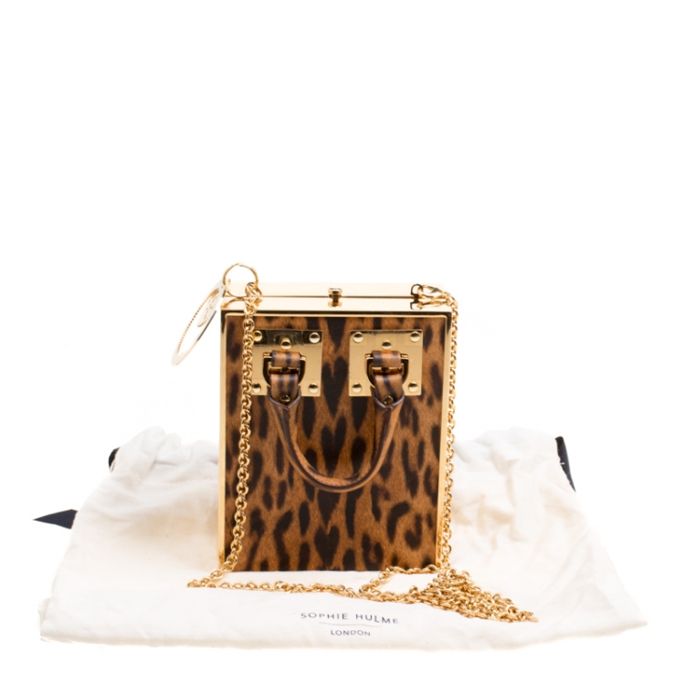 Pre Owned Sophie Hulme Brown Leopard Print Leather Compton Crossbody Bag