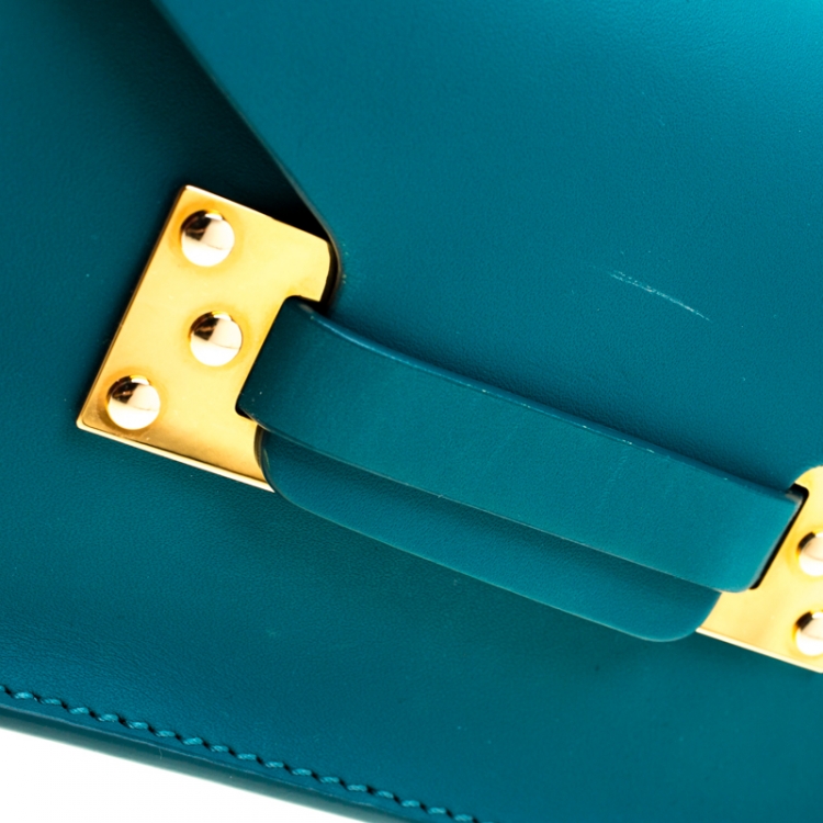 Pre Owned Sophie Hulme Green Leather Nano Milner Crossbody Bag