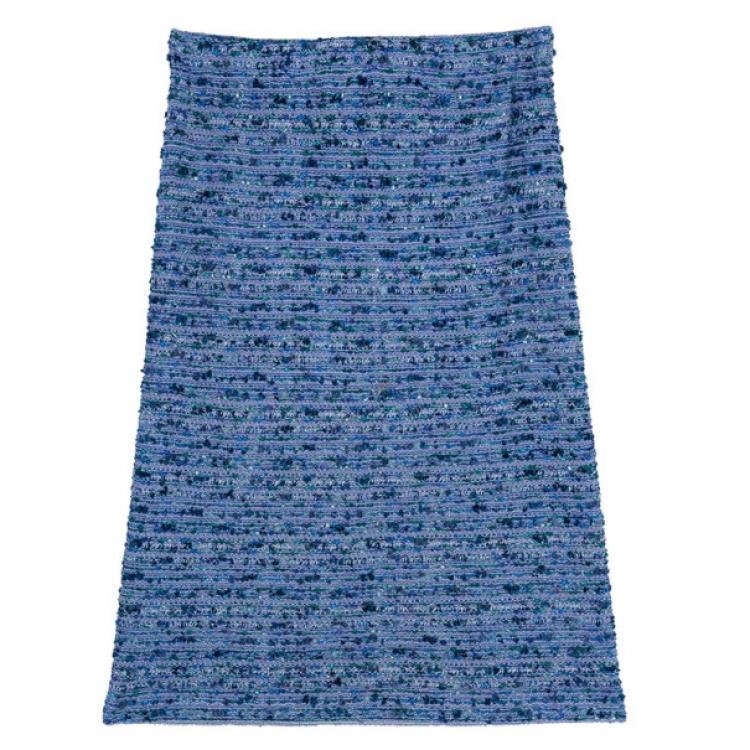 Pre Owned St. John Blue Tweed Skirt Suit S