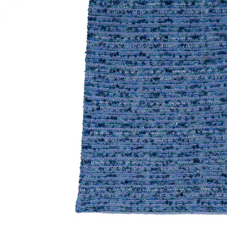 Pre Owned St. John Blue Tweed Skirt Suit S
