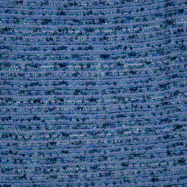 Pre Owned St. John Blue Tweed Skirt Suit S