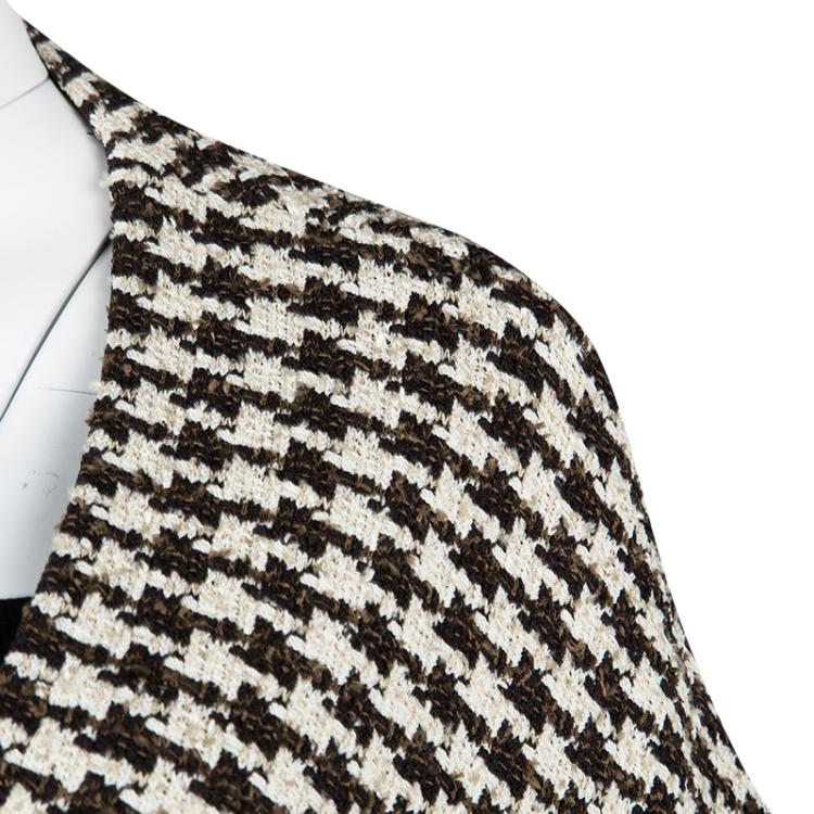Pre Owned St. John Textured Houndstooth Pattern Asymmetric Twist Front Shrug M/L