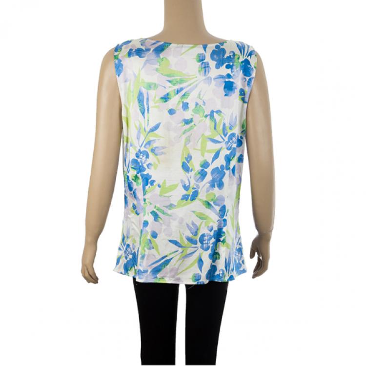 Pre Owned St. John Sleeveless Floral Blouse L
