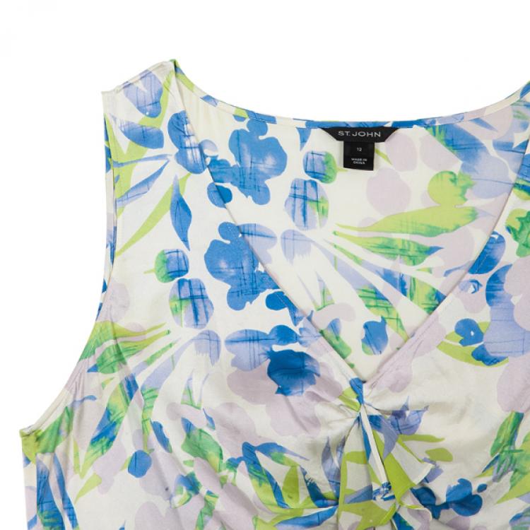 Pre Owned St. John Sleeveless Floral Blouse L