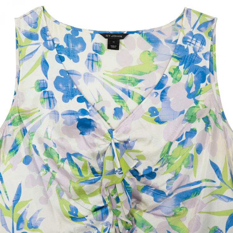 Pre Owned St. John Sleeveless Floral Blouse L