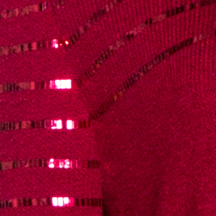 Pre Owned St. John Evening Maroon Knit Embellished Mock Neck Dress L