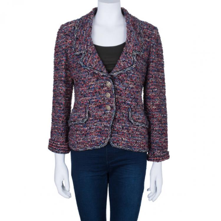 Pre Owned St. John Pink Tweed Knit Jacket L
