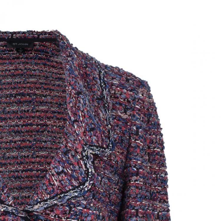 Pre Owned St. John Pink Tweed Knit Jacket L