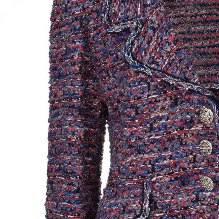 Pre Owned St. John Pink Tweed Knit Jacket L