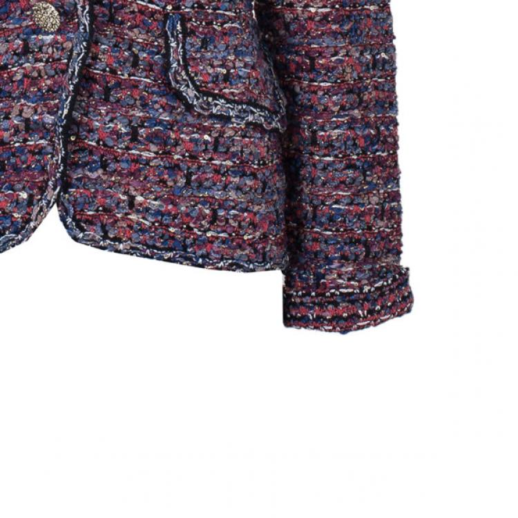 Pre Owned St. John Pink Tweed Knit Jacket L