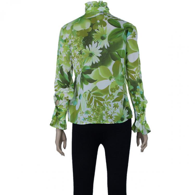 Pre Owned St. John Couture Floral Shirt S