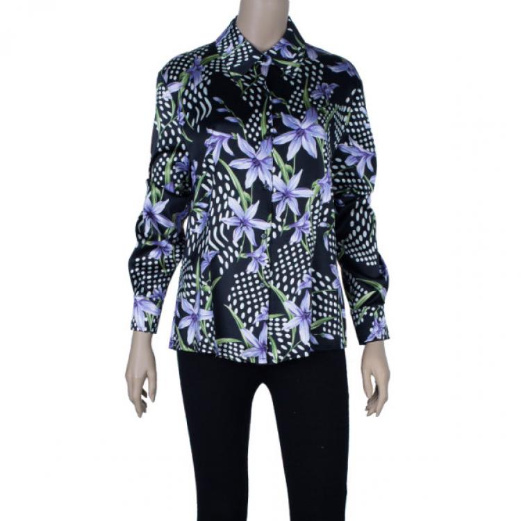 مملوكة مسبقًا St. John Silk Floral Shirt L