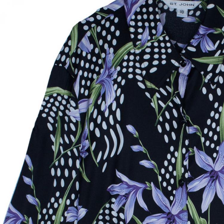 مملوكة مسبقًا St. John Silk Floral Shirt L