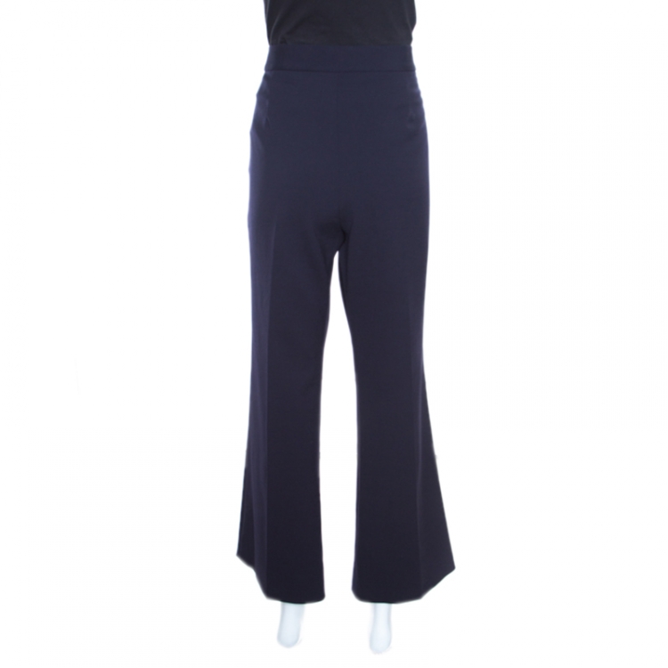 Pre Owned Stella McCartney Navy Blue Wool Cropped Eden Kick Pants L