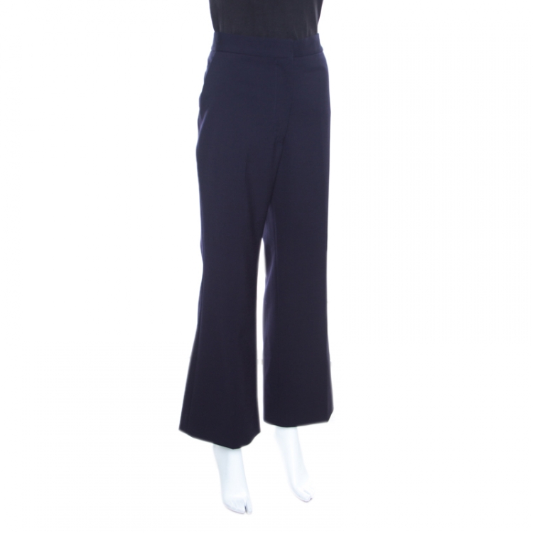 Pre Owned Stella McCartney Navy Blue Wool Cropped Eden Kick Pants L