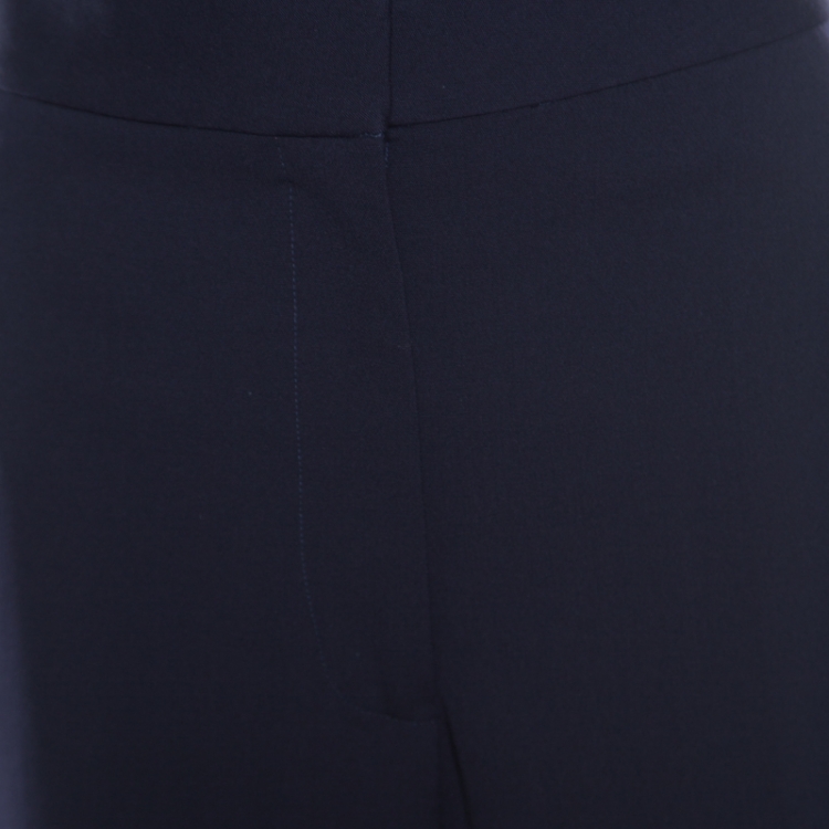 Pre Owned Stella McCartney Navy Blue Wool Cropped Eden Kick Pants L