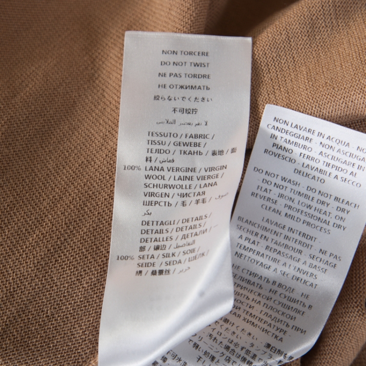 Pre Owned Stella McCartney Brown Wool Contrast Silk Panel Asymmetric Cardigan S