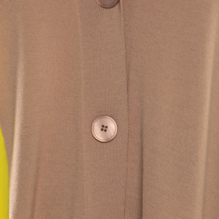 Pre Owned Stella McCartney Brown Wool Contrast Silk Panel Asymmetric Cardigan S