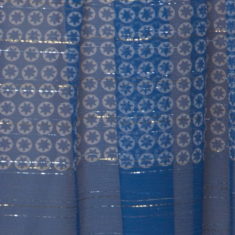 Pre Owned Stella McCartney Blue Printed Silk-Blend Chiffon Tiered Maxi Elsa Skirt XL