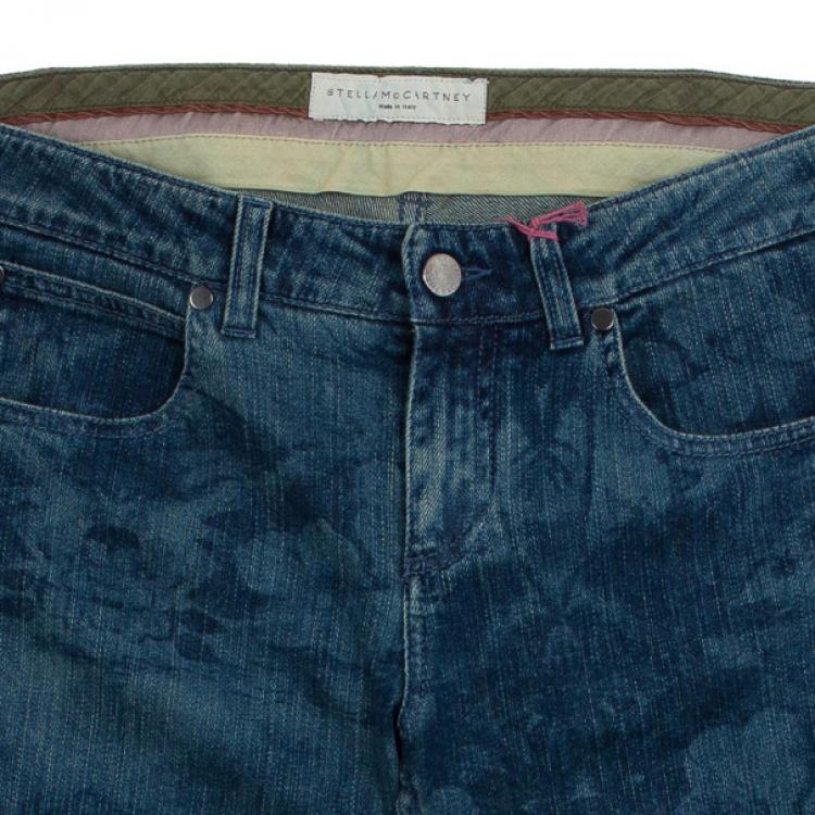 Pre Owned Stella McCartney Hibiscus Print Denim Jeans M