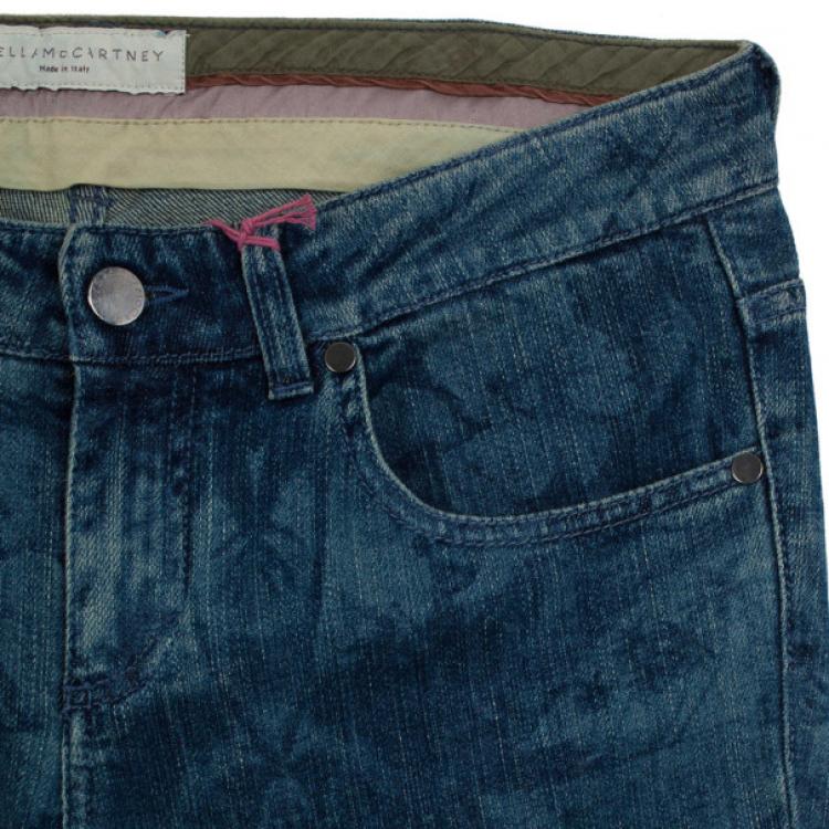 Pre Owned Stella McCartney Hibiscus Print Denim Jeans M