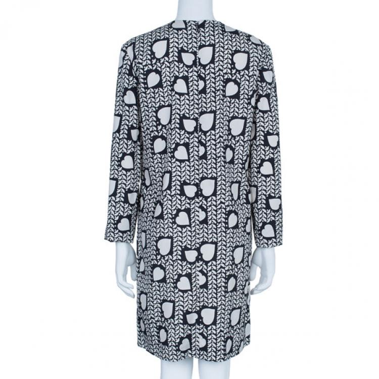 Pre Owned Stella McCartney Heart Monochrome Print Shift Dress M