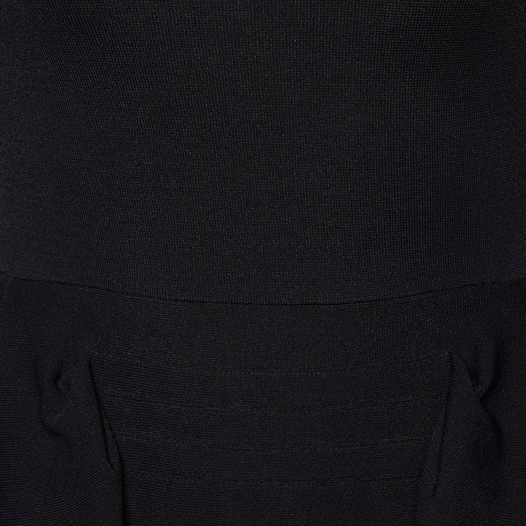 مملوكة مسبقًا Stella McCartney Black Knit Pleat Detail Knee Length Dress XS