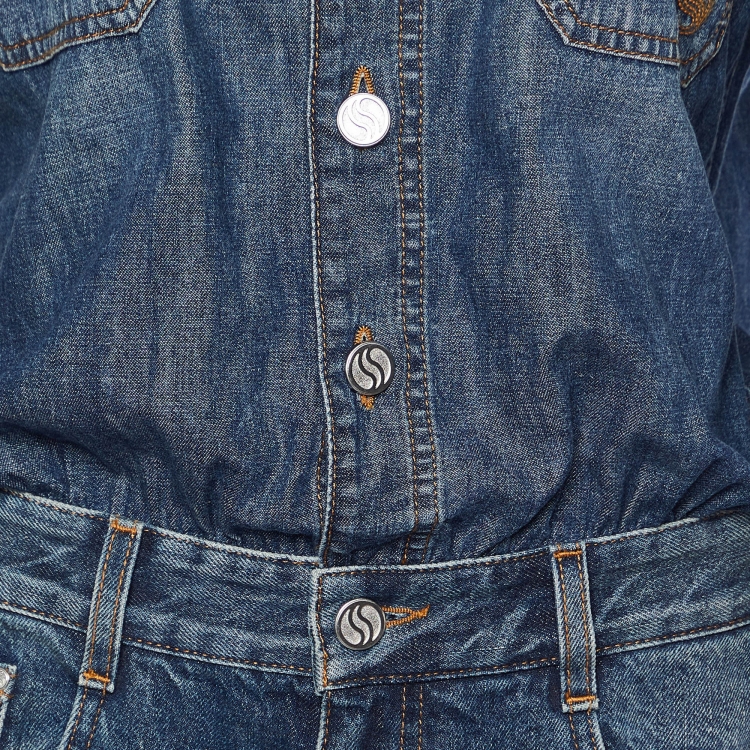 Pre Owned Stella McCartney Blue Vintage Wash Denim Jumpsuit M