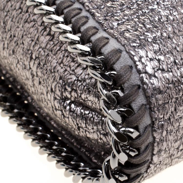 Pre Owned Stella McCartney Metallic Silver Boucle Fabric Small Falabella Tote